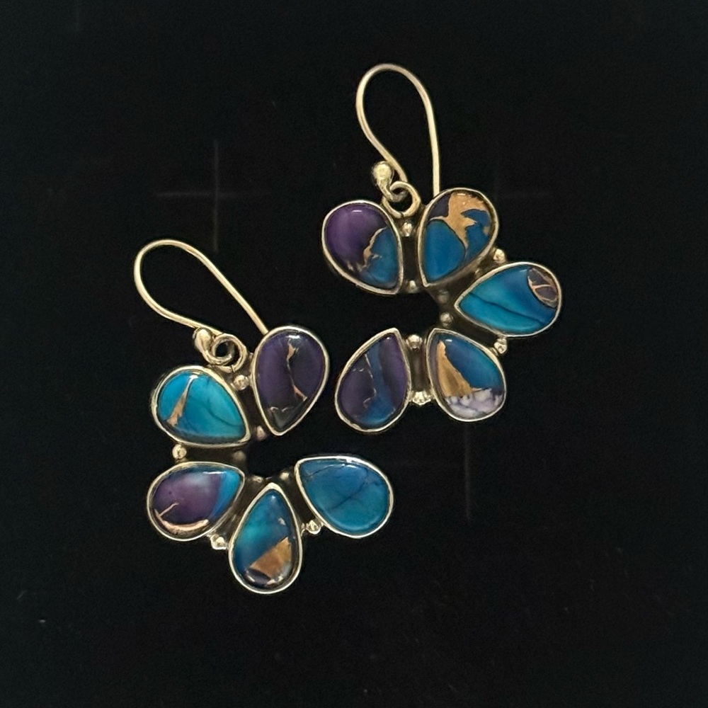 Purple Turquoise Dangle Earrings
